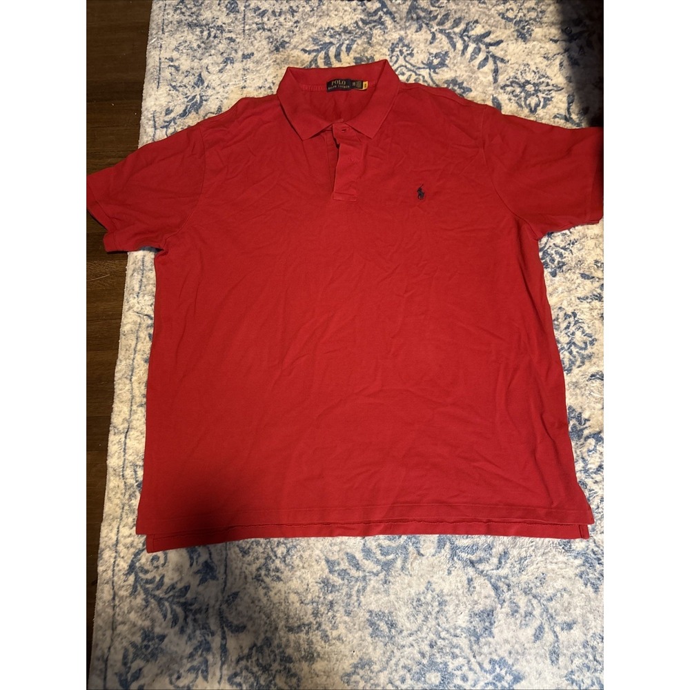 Polo Ralph Lauren Men's Big & Tall 3xb Red Solid Polo Short Sleeve Logo